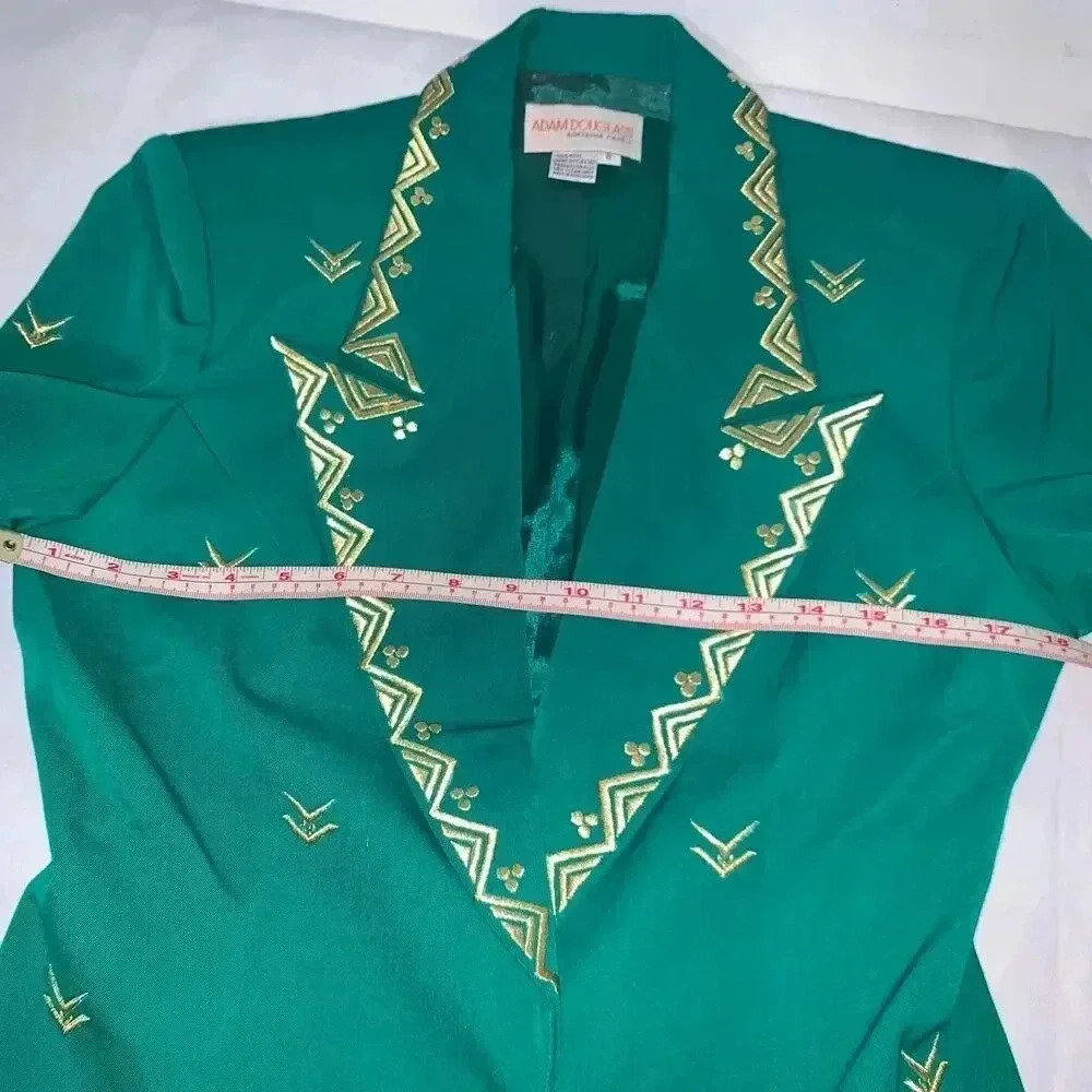 Women's ADAM DOUGLASS Adrianna Papell Green elegant blazer size 8 100% wool - Picture 5 of 9